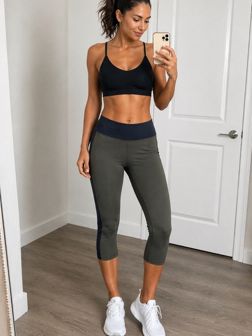 lululemon athletica Olive Green and Black Cropped Leggings